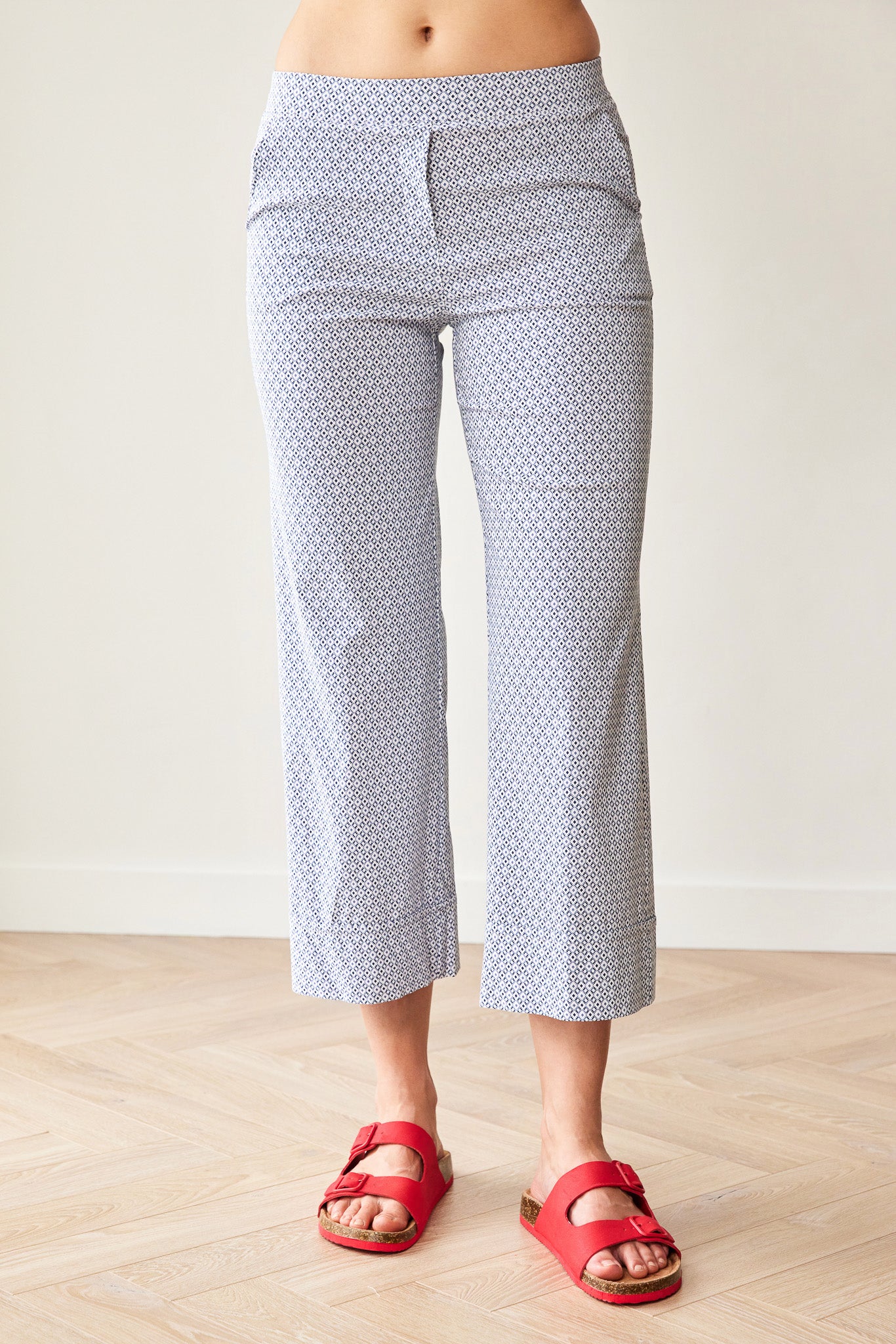 Peruzzi Navy Print Turn Up Trouser
