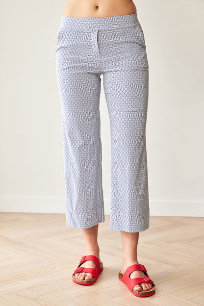 Peruzzi Navy Print Turn Up Trouser