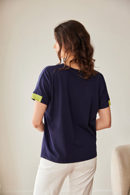 Peruzzi Navy Stripe Top