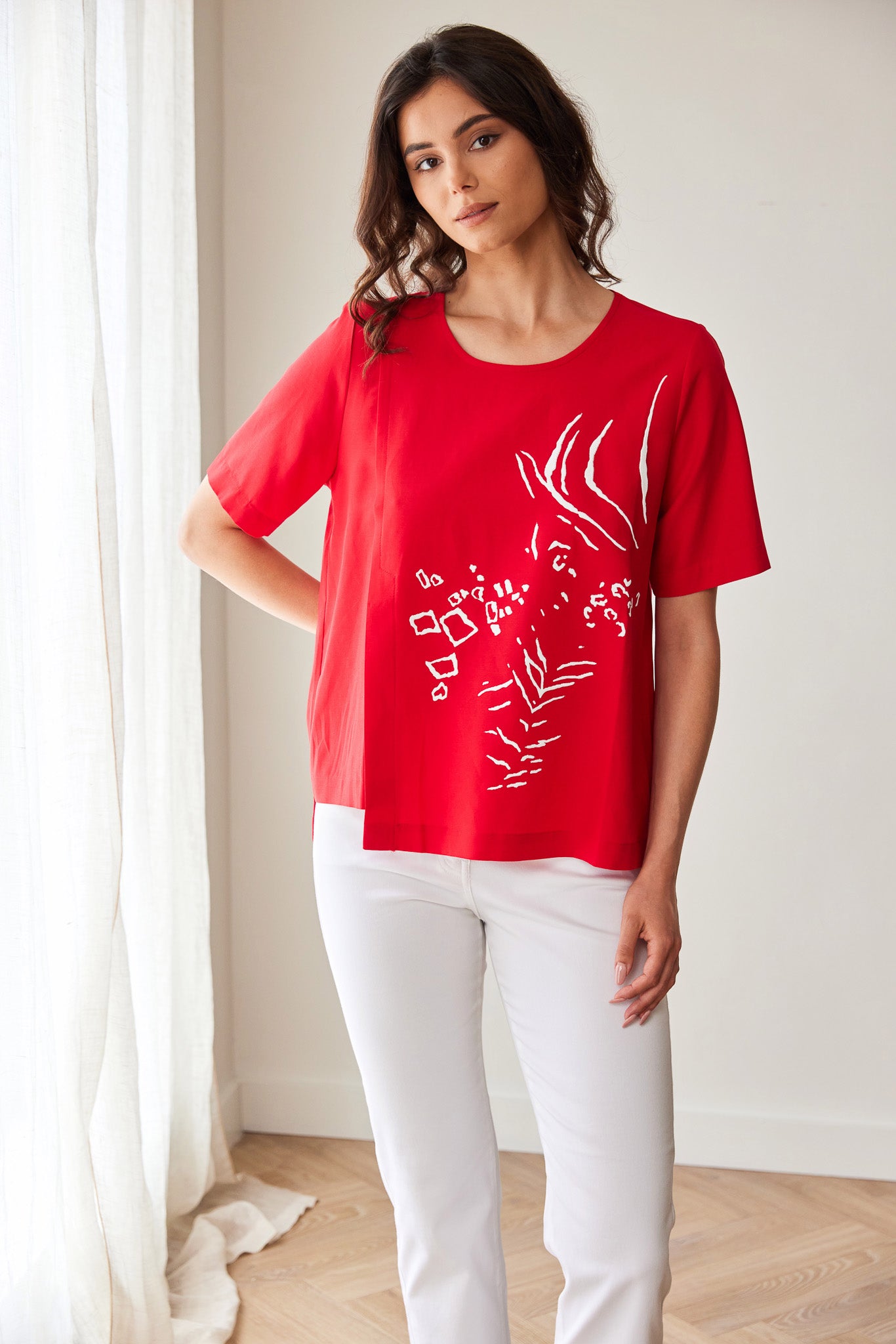 Peruzzi Red Rubber Print Top