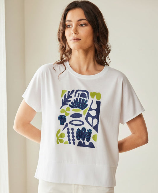 Peruzzi White Print Front Top