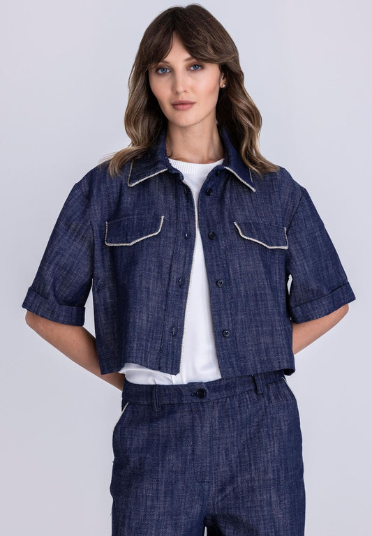 Tuzzi Denim Cropped Jacket