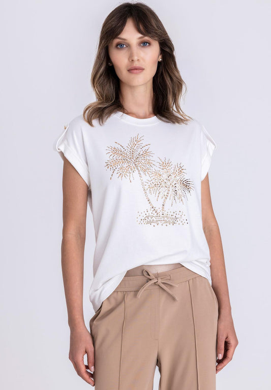 Tuzzi Ecru Palm Tree T-shirt