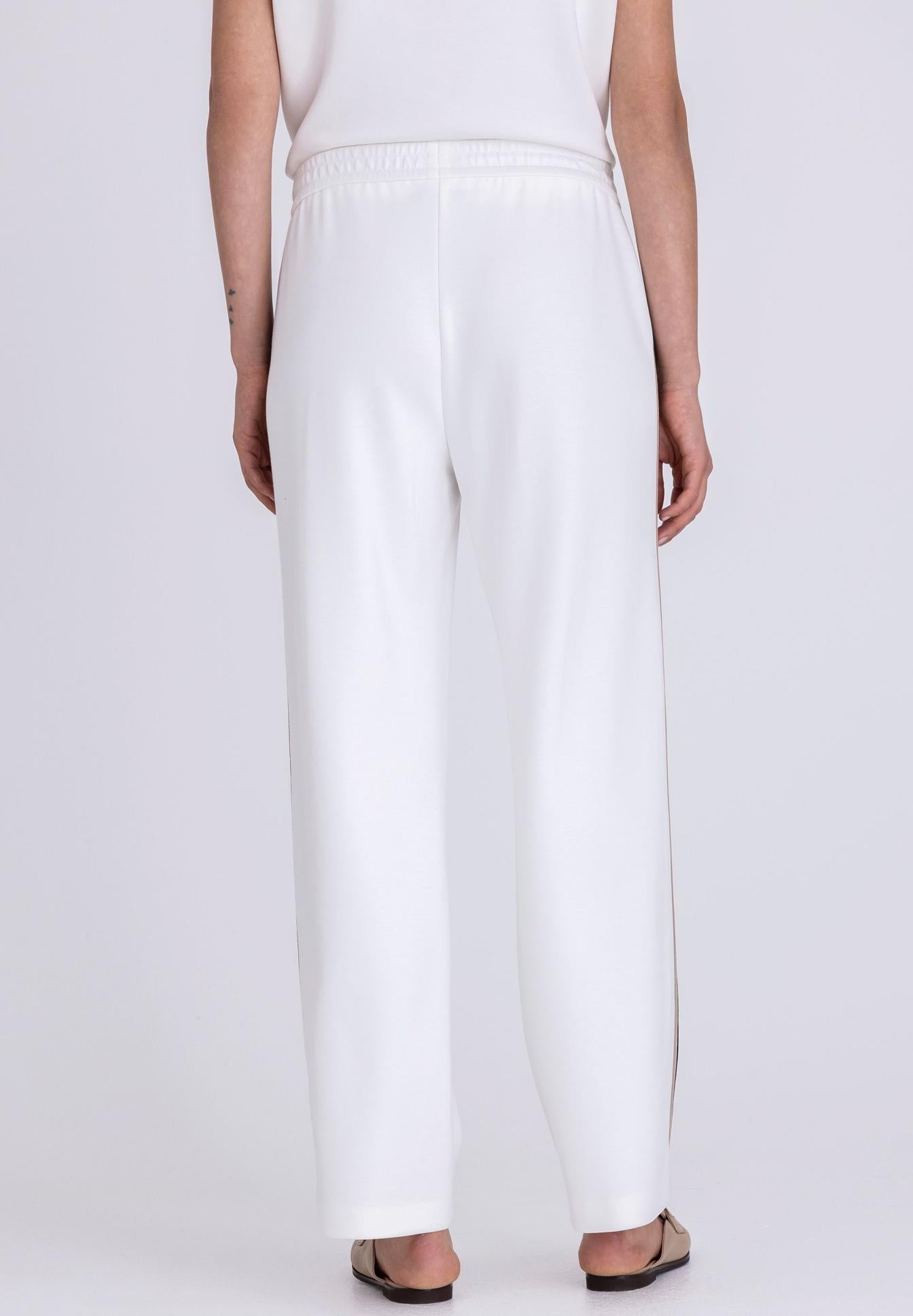 Tuzzi White Trousers With Side Stripe