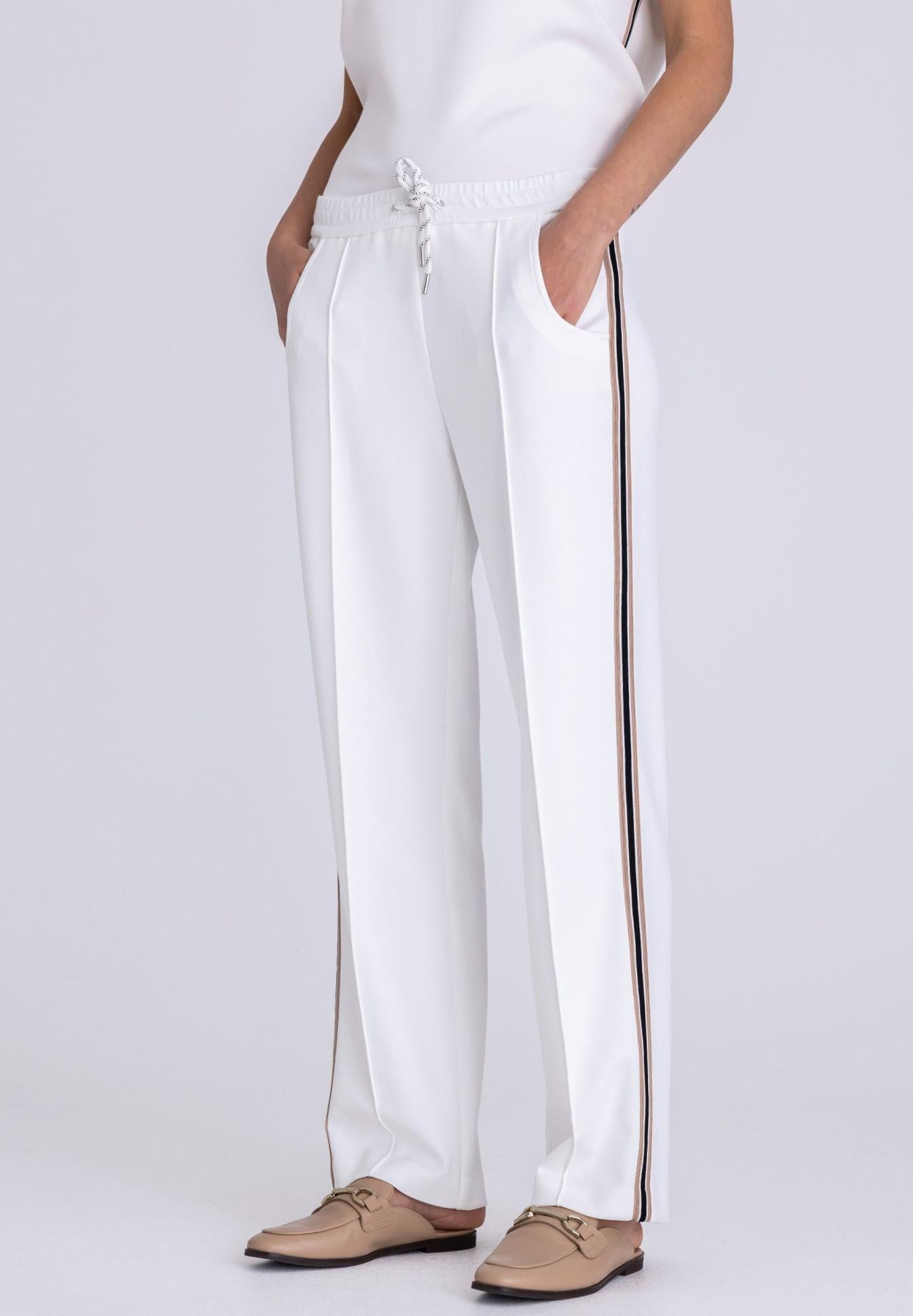 Tuzzi White Trousers With Side Stripe