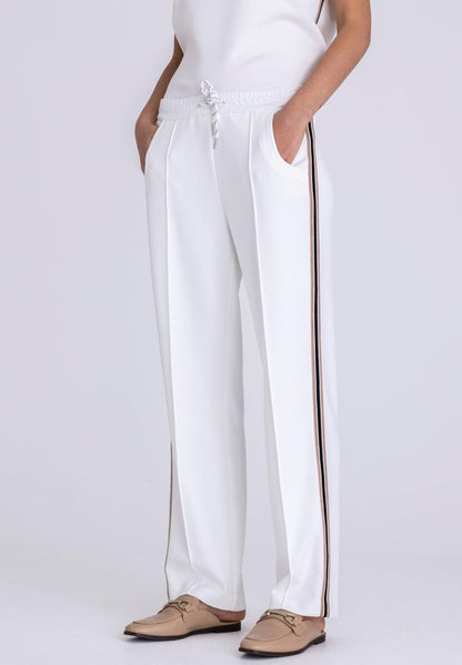 Tuzzi White Trousers With Side Stripe