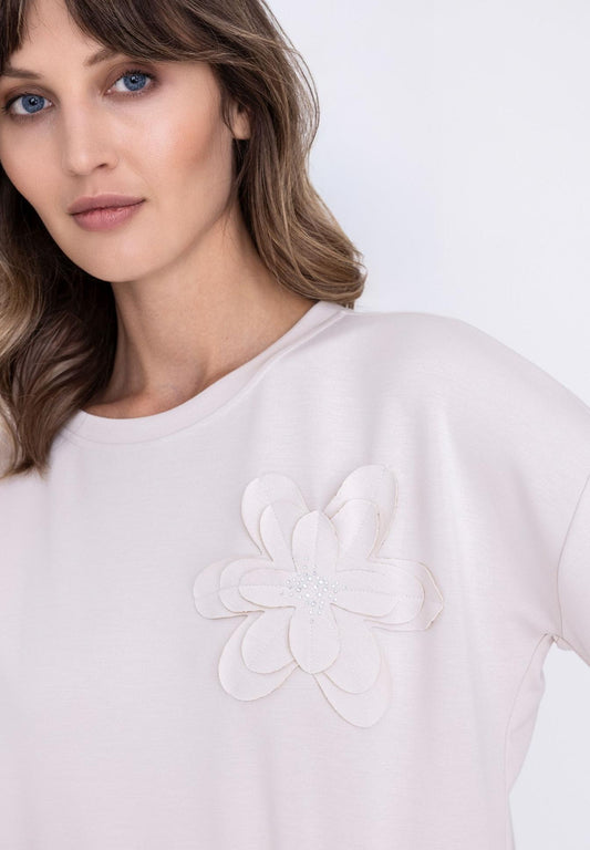 Tuzzi Pearl Shirt with 3D flower