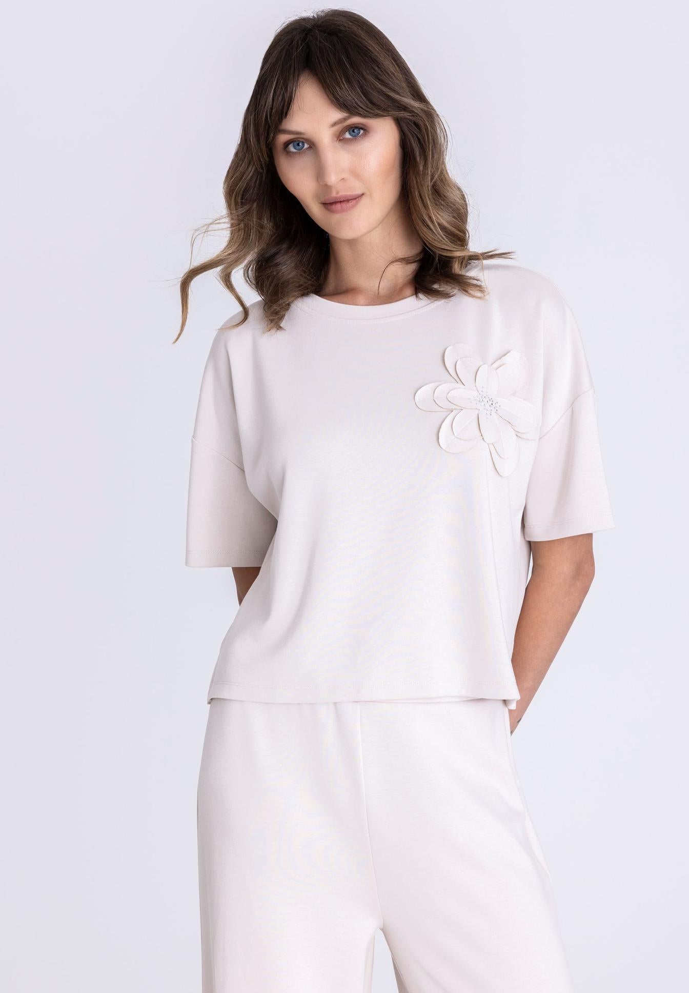 Tuzzi Pearl Shirt with 3D flower