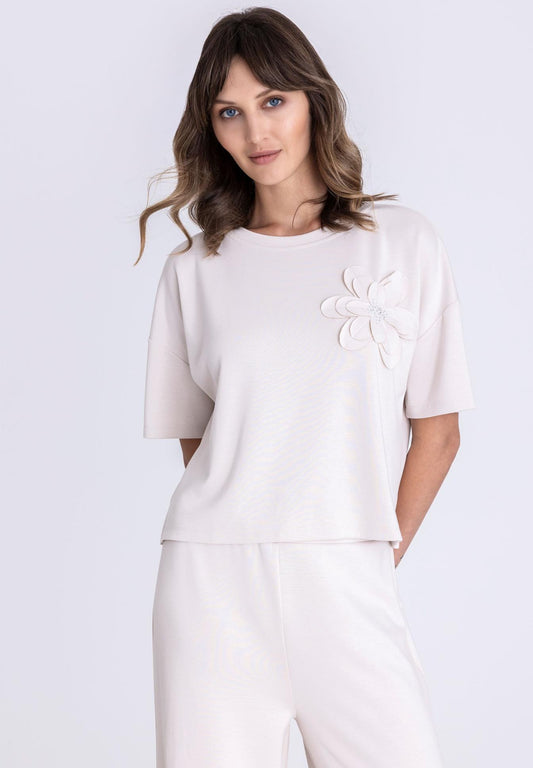 Tuzzi Pearl Shirt with 3D flower