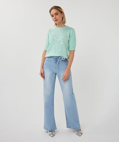 Esqualo Mint Short Sleeve Sweater