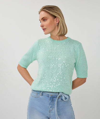 Esqualo Mint Short Sleeve Sweater