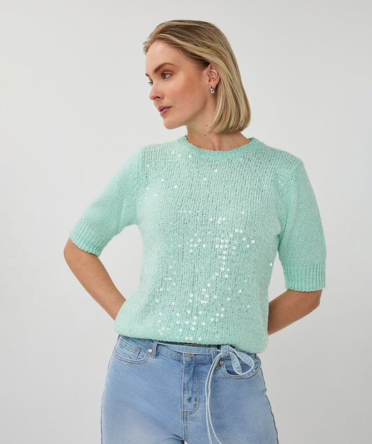 Esqualo Mint Short Sleeve Sweater