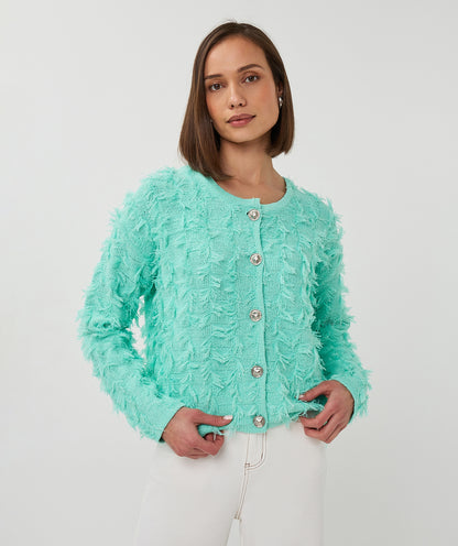 Esqualo Mint Green Fringe Cardigan