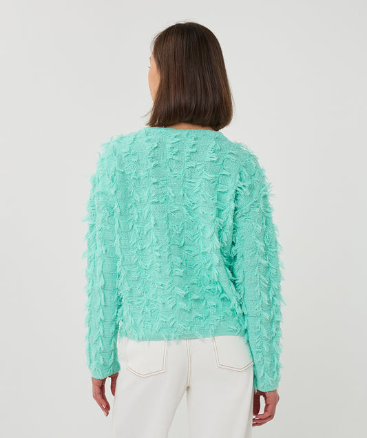 Esqualo Mint Green Fringe Cardigan