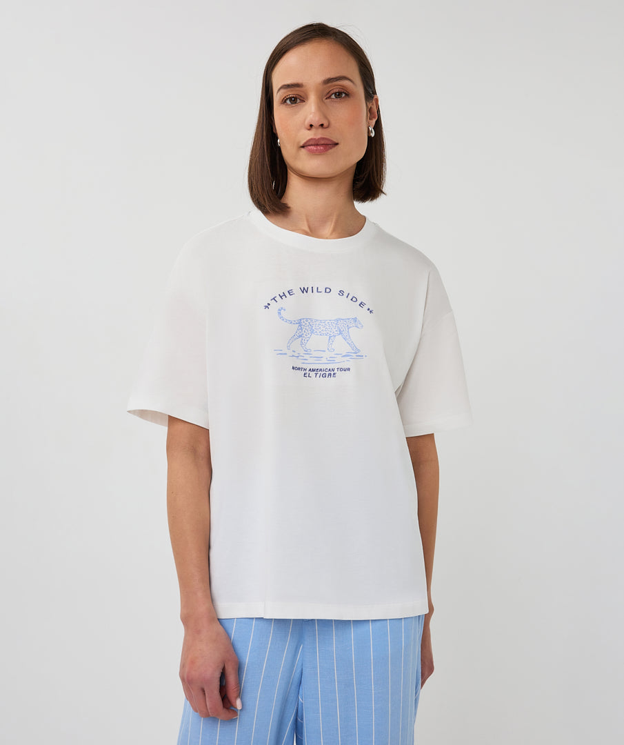 Esqualo Blue Animal Print Top