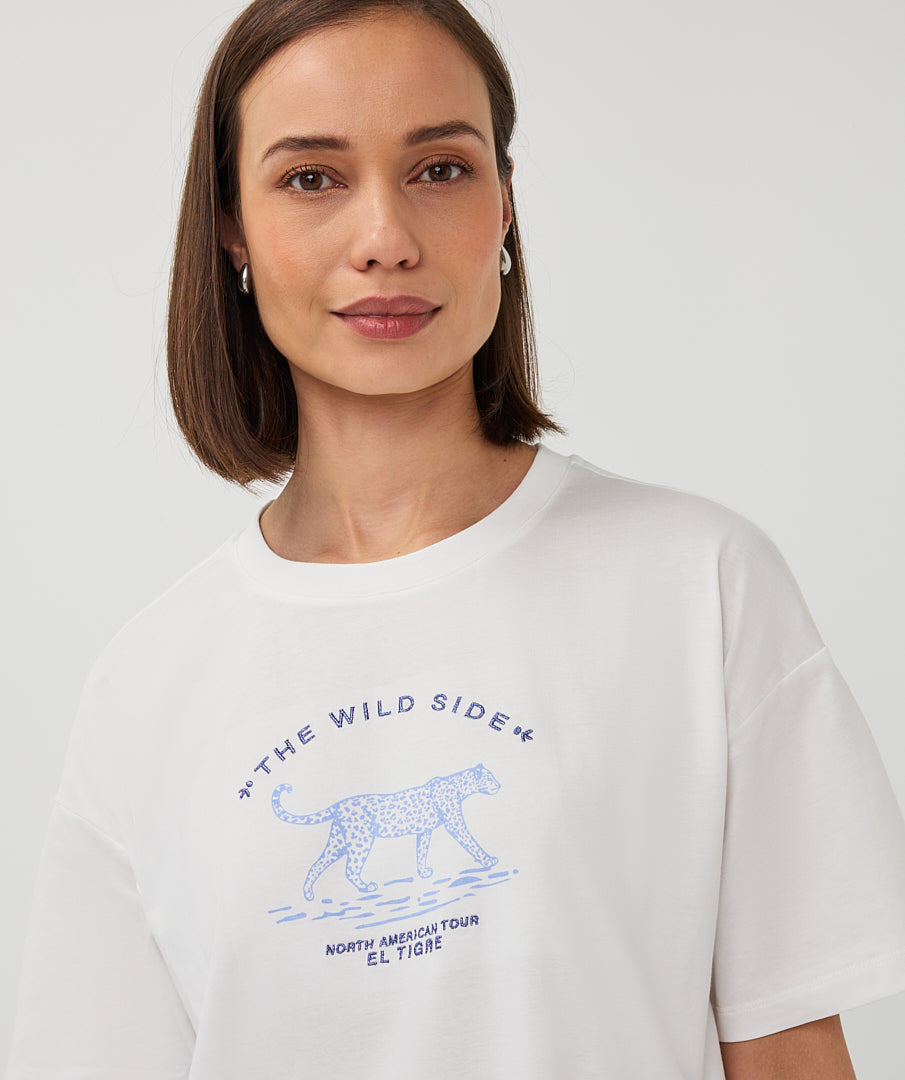 Esqualo Blue Animal Print Top