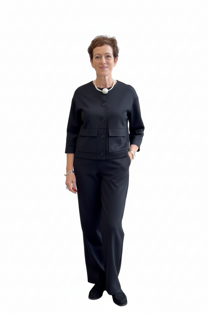 Peruzzi Black Cropped Jacket Suit