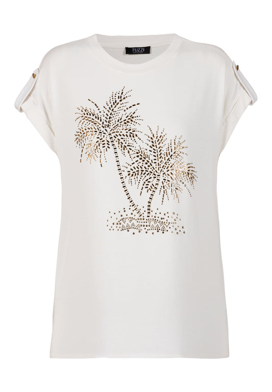 Tuzzi Ecru Palm Tree T-shirt