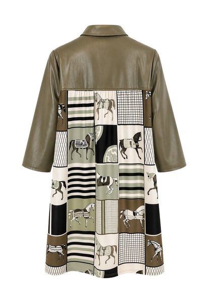 Tuzzi Dark Olive Patterned Back Dress