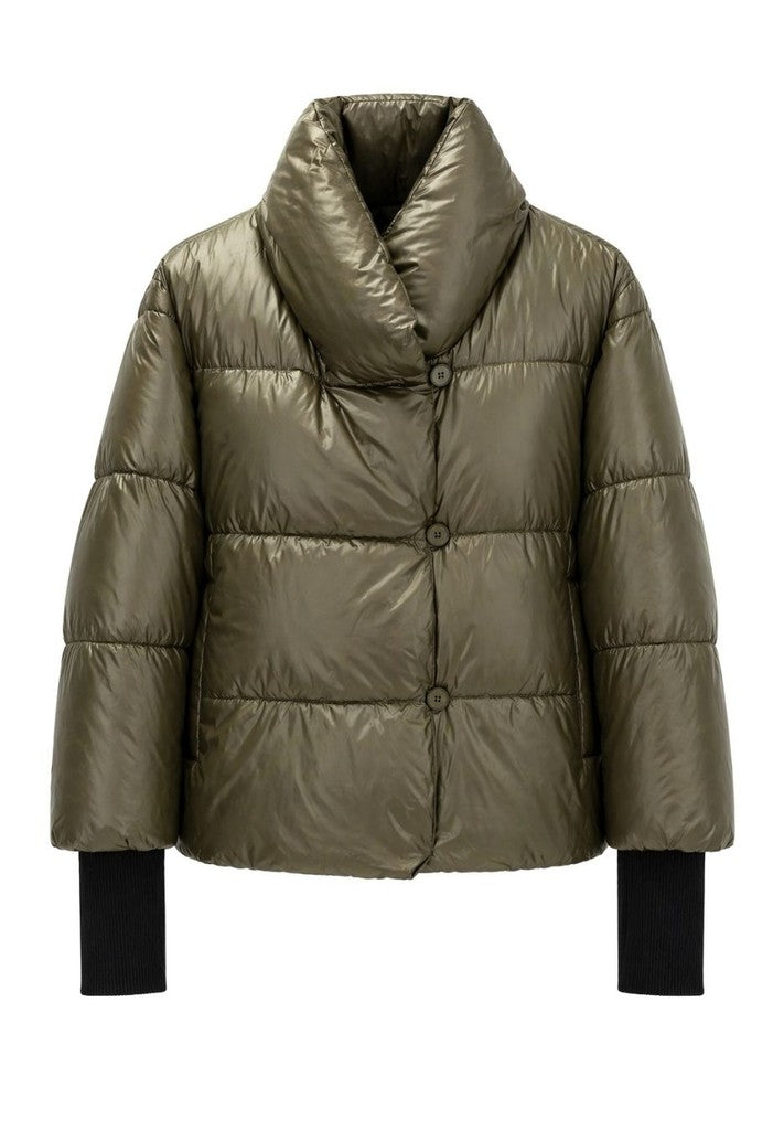 Tuzzi Dark Olive Metallic Puffer Jacket