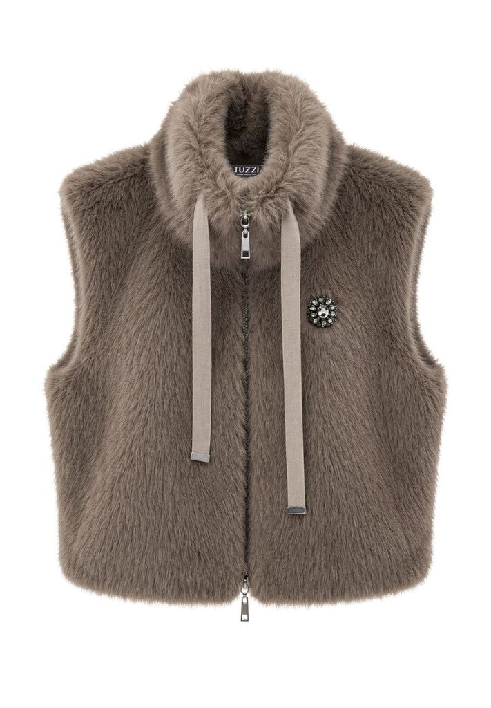 Tuzzi Taupe Faux Fur Gilet
