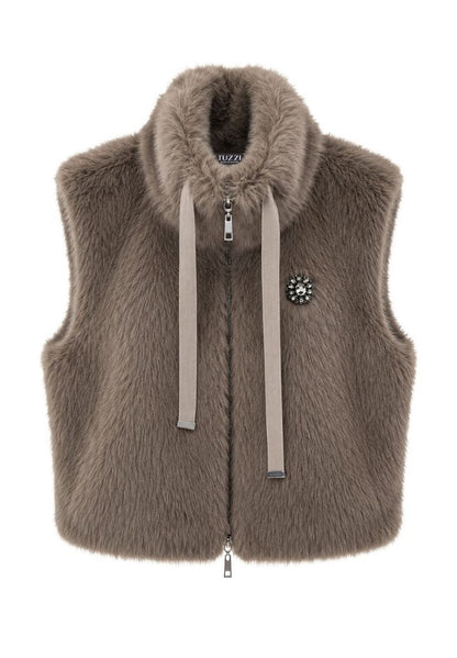 Tuzzi Taupe Faux Fur Gilet