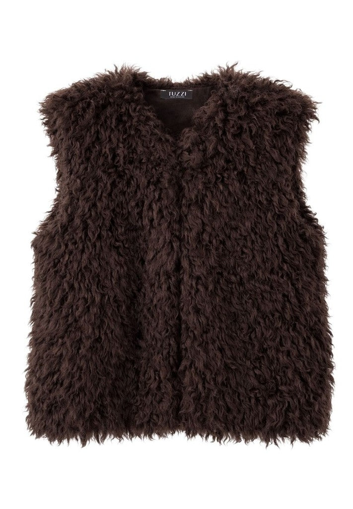 Tuzzi Dark Chocolate Shaggy Faux Fur Gilet