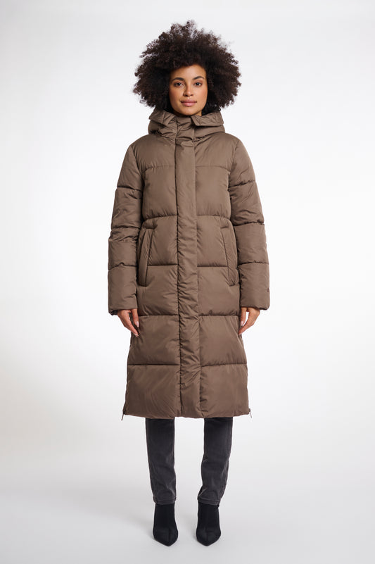 Dark Toffee Long Padded Coat