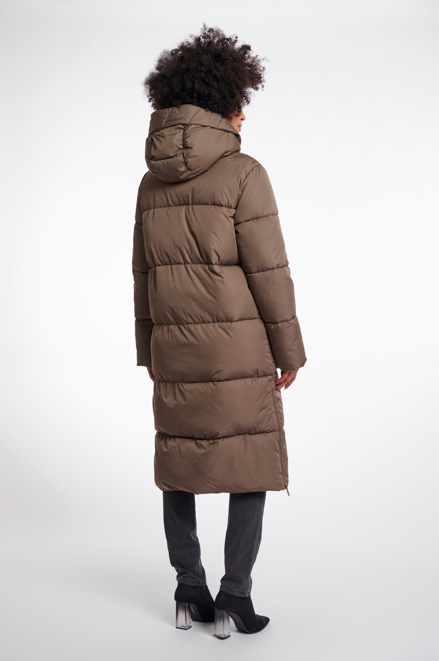 Dark Toffee Long Padded Coat