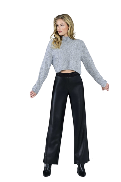 Robell Britt Black Faux Leather Trousers