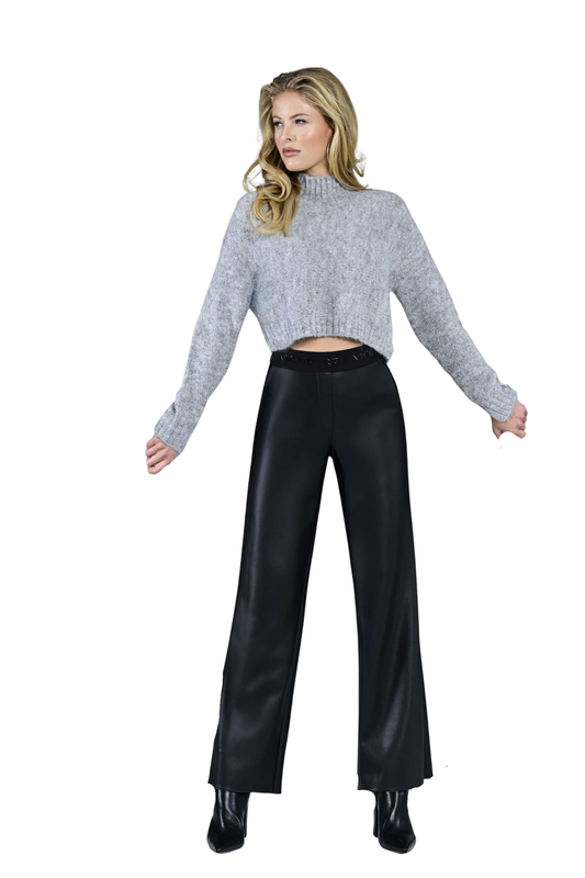 Robell Britt Black Faux Leather Trousers