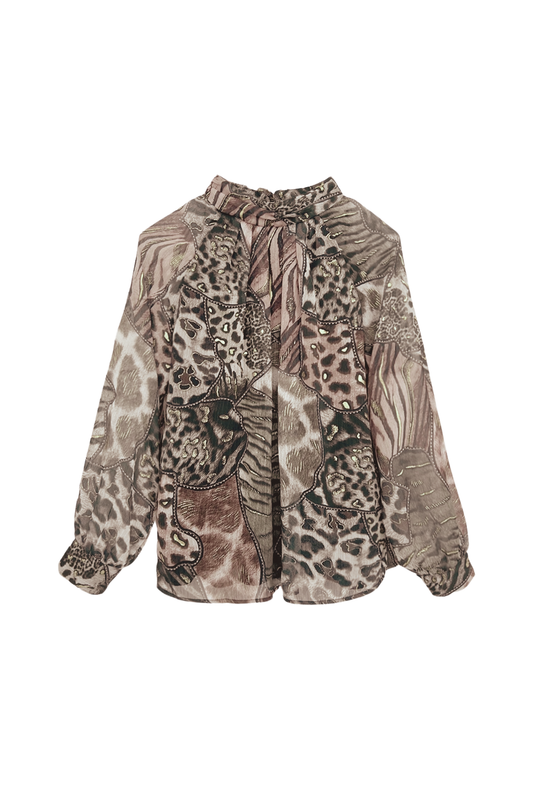 Brown Animal Print Blouse