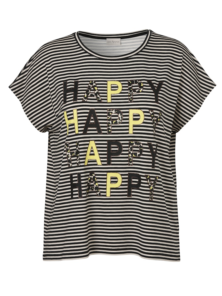 Striped T-shirt with Happy Motif