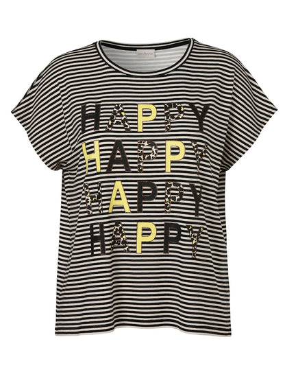 Striped T-shirt with Happy Motif