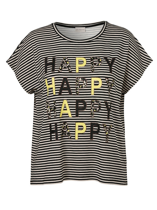 Striped T-shirt with Happy Motif