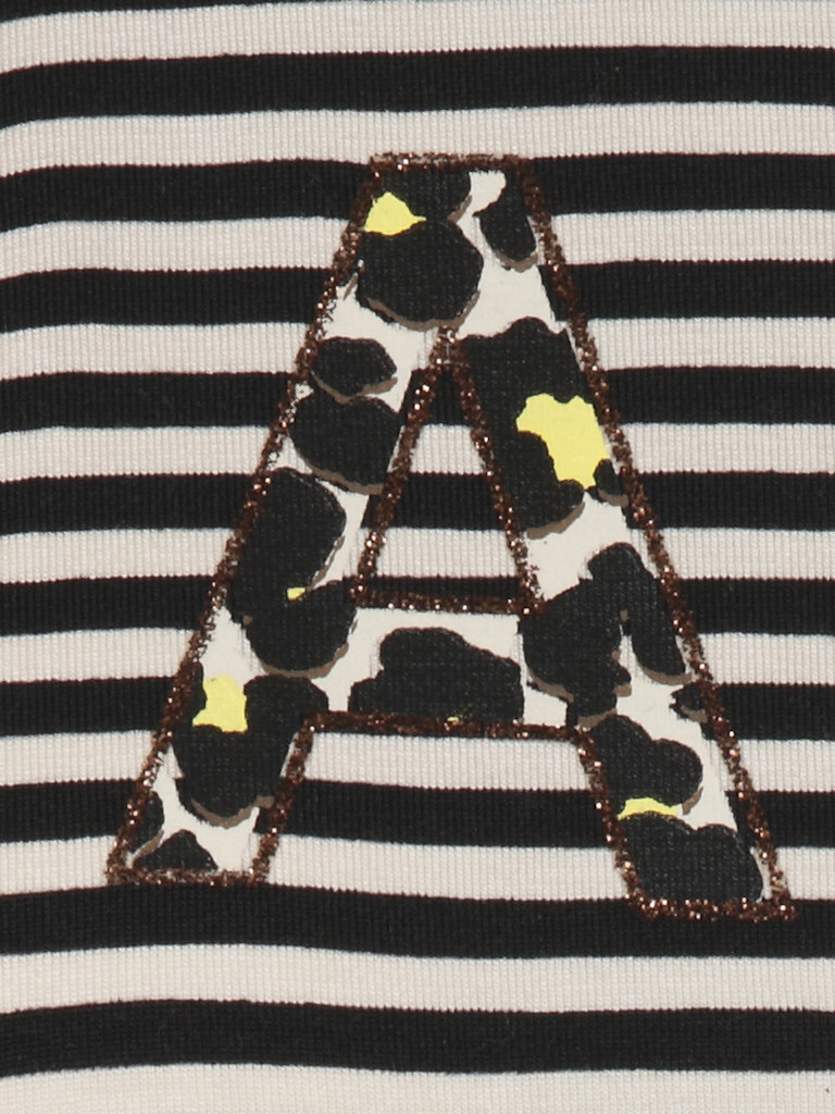 Striped T-shirt with Happy Motif