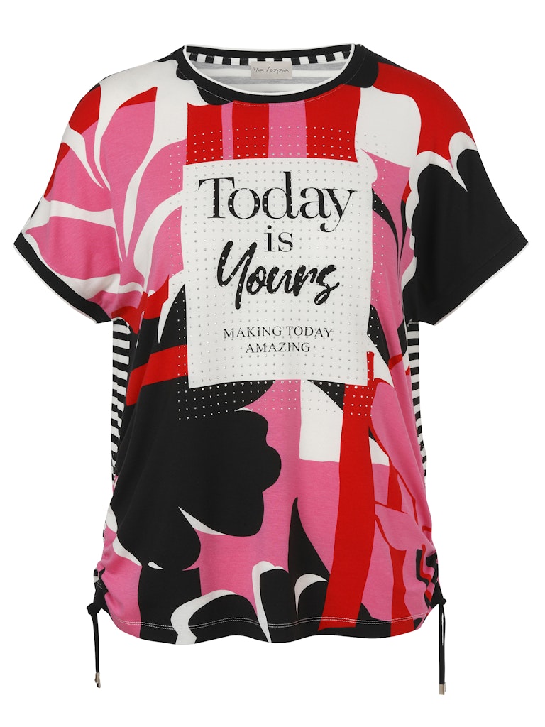 Pink and Red Graphic Print Top