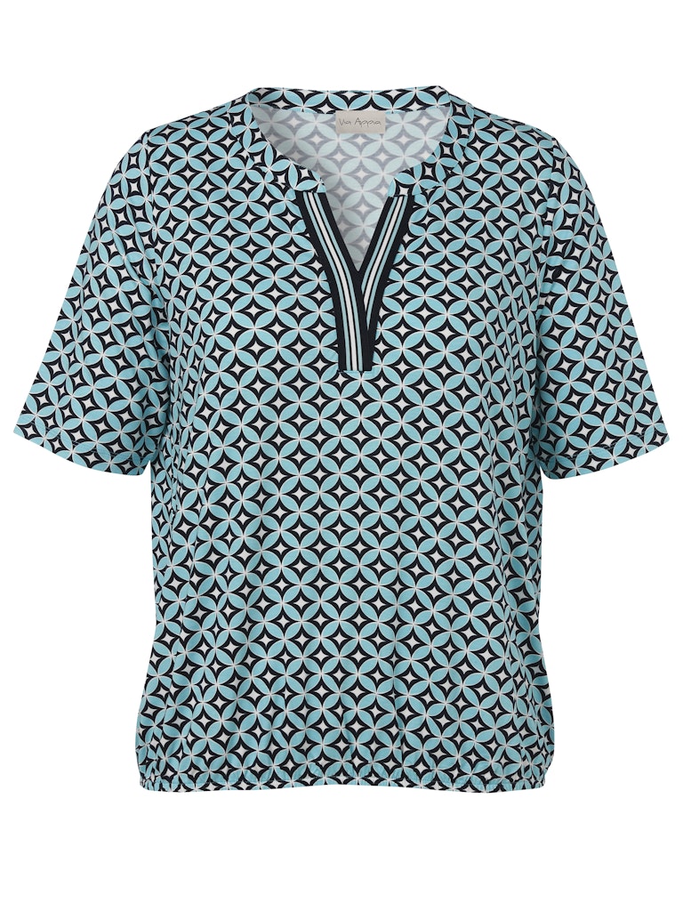 Turquoise Geometric Print Top