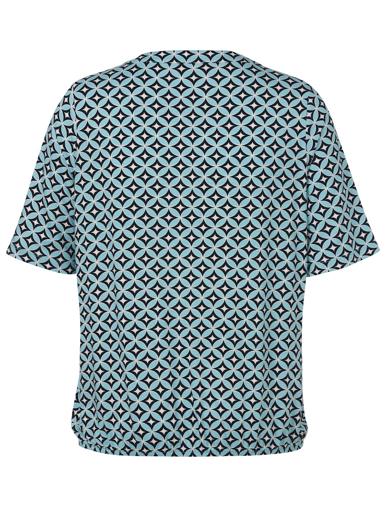 Turquoise Geometric Print Top