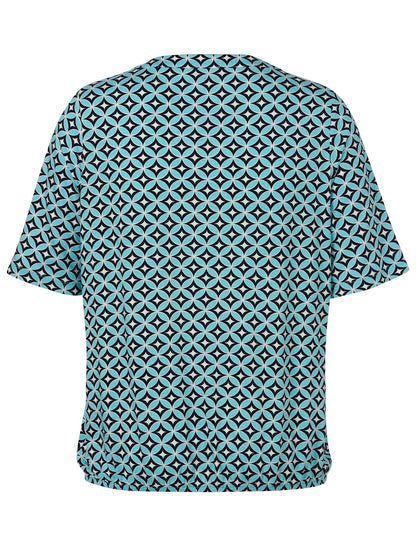 Turquoise Geometric Print Top
