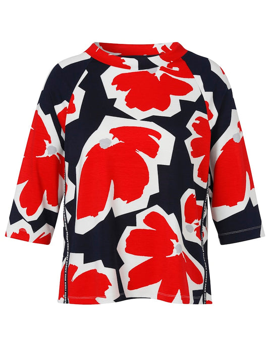 Red and Navy Abstract Print Sweatshirt