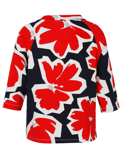 Red and Navy Abstract Print Sweatshirt