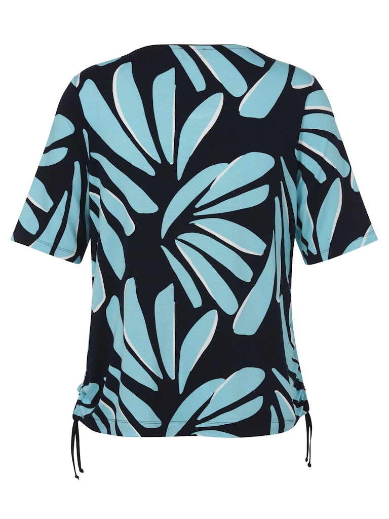 Navy & Turquoise Print Top