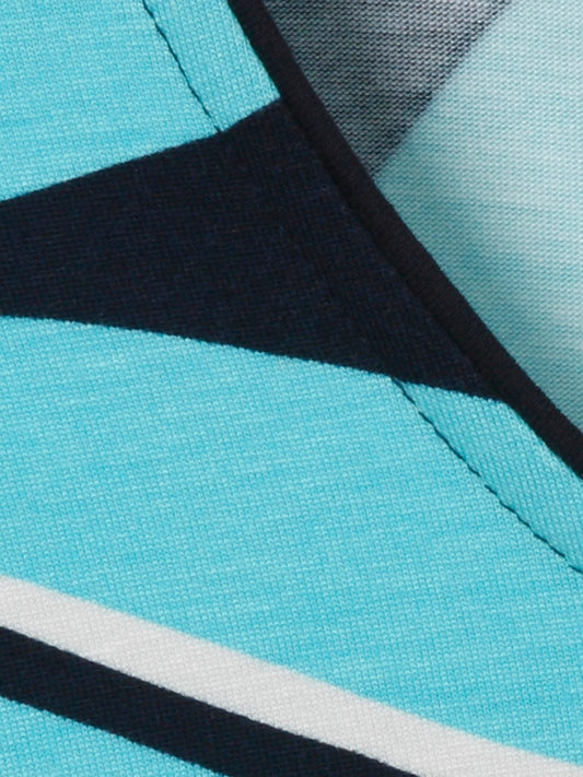 Navy & Turquoise Print Top
