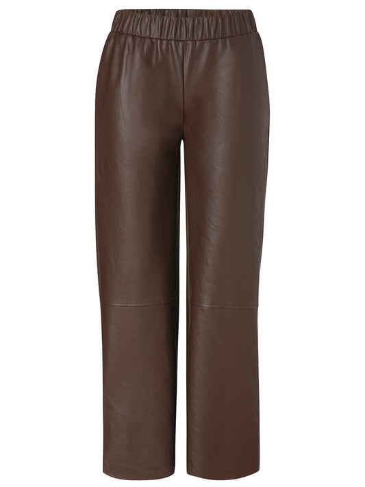 Via Appia Mocha Faux Leather Trousers