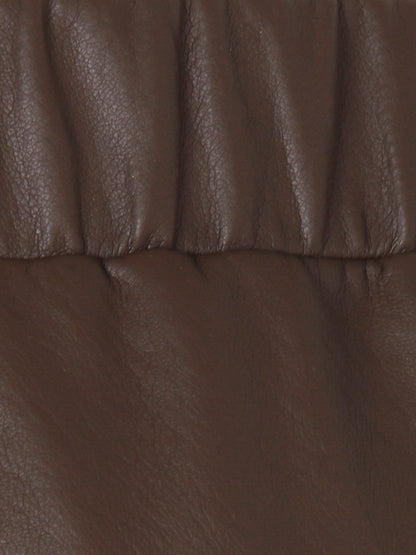 Via Appia Mocha Faux Leather Trousers