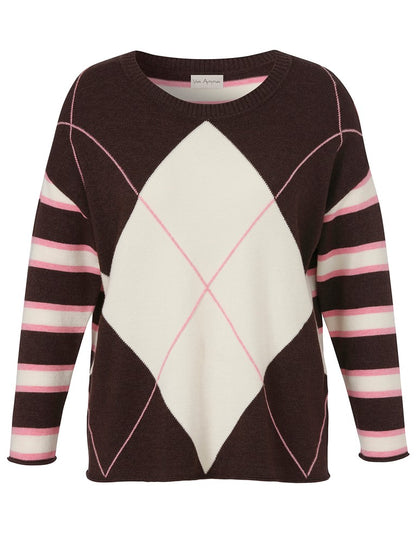Via Appia Mocha Argyle Pullover