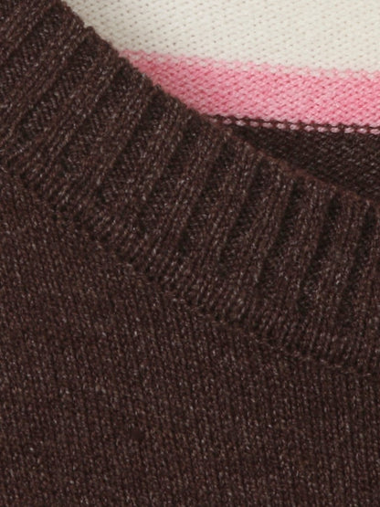 Via Appia Mocha Argyle Pullover
