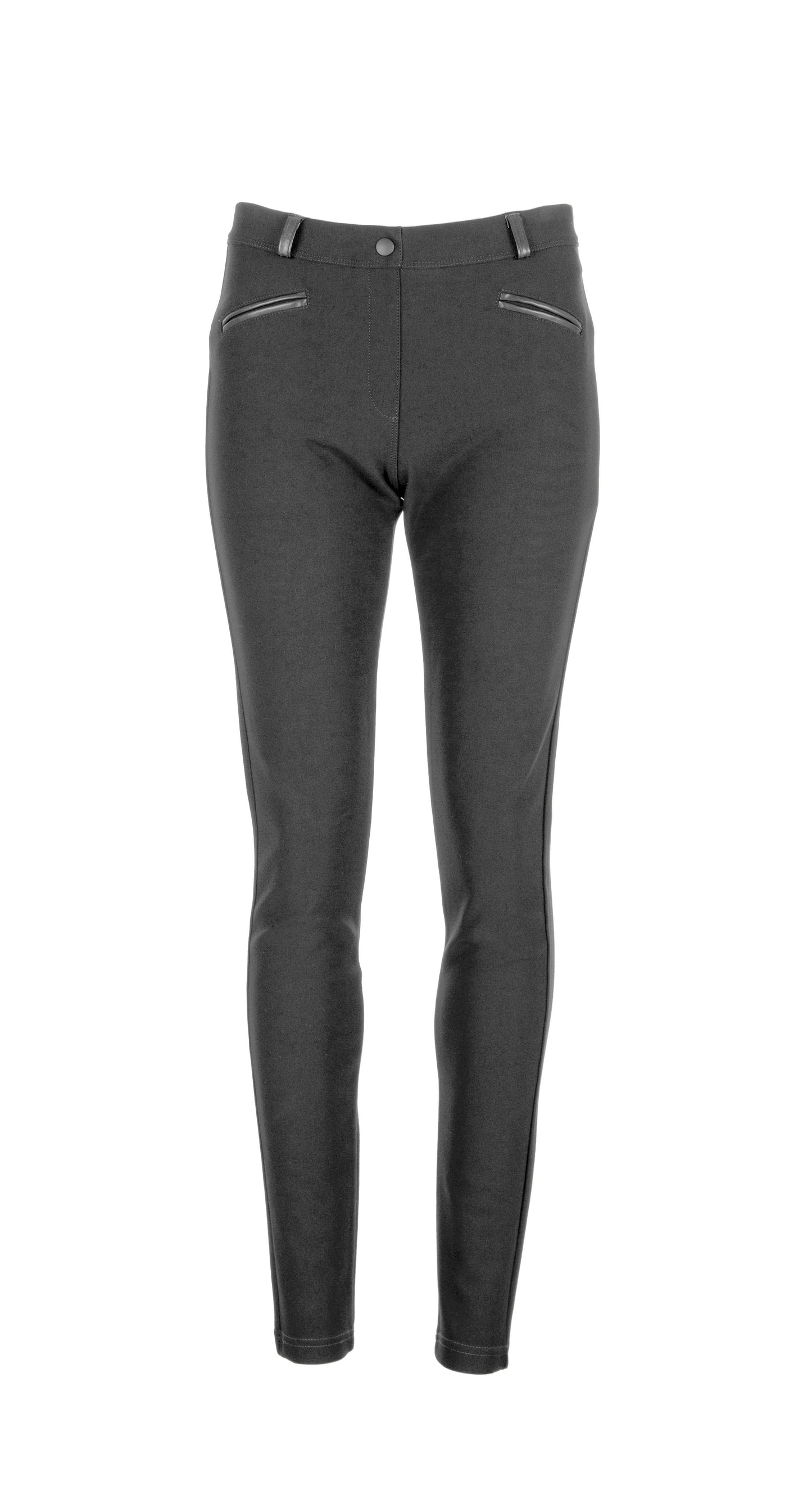 Peruzzi Grey Pleather Trim Jeggings