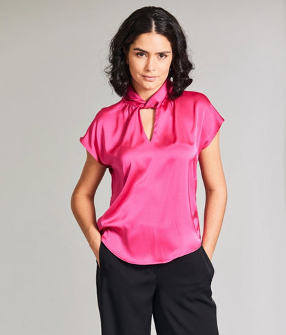 Peruzzi Fuchsia Tie Satin Top